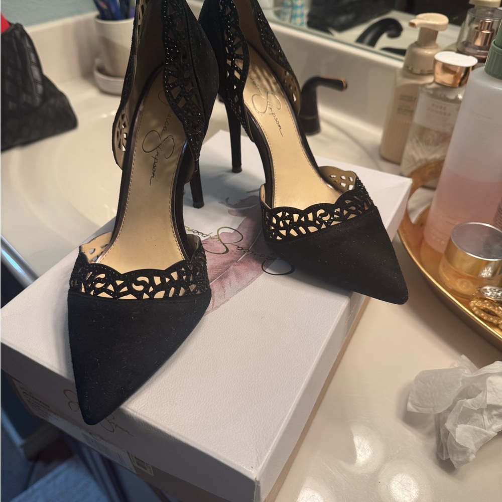 Jessica Simpson Black Lace Heels